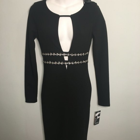 Boutique - Black Studded Pencil Dress - Item#90 - Picture 3 of 11